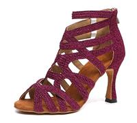 MINITOO Womens Sexy Ankle Boots Dance Shoes Strappy Fashion Party Prom Sandals L521 Mulberry 9cm Heel UK 6.5