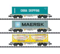 Minitrix 18703 Set 3 Container Car SBB HUPAC Tank Container Ep VI NEW 1:160