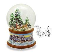 Minium Collection Snow Globe Family Carriage Ride Christmas Tree Get on Nostalgic Winter Landscape Brown Tone Christmas Winter with Music Box - 100 mm Wide * 20192