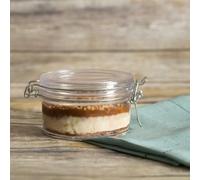 MiniWare 10 oz Flat Mason Jars - 4″ x 2.5″ Clear Plastic, Perfect for Desserts like Chocolate Mousse, Strawberry Shortcake & Parfaits - Elegant, Durable & Stylish Serving Jars
