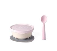 Miniware First Bites Set with Cereal Bowl, Detachable Suction Foot, and Training Spoon for Baby Toddler - Promotes Self Feeding | Eco-Friendly and BPA Free | Dishwasher Safe (Vanilla & Cotton Candy)