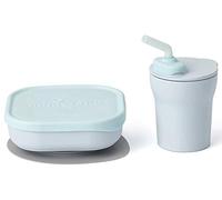 Miniware Sip & Snack Set with Snack Bowl, 1-2-3 Sip Drinking Cup, and Suction Foot for Baby Toddler - Promotes Self Feeding | Eco-Friendly and BPA Free | Dishwasher Safe (Aqua)