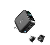 MINIX 100W 3-Port GaN USB C Fast Charger Block with Smart Display, Foldable | Ultra-Compact Laptop Travel Wall Adapter, Touch Control for MacBook Pro, iPhone 17/16, iPad, Galaxy S25/24 (Non-Battery)