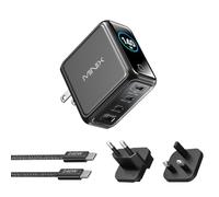 MINIX 140W Max 4-Port GaN Charging Blocks,Smart Display for MacBook Charger | PD 3.1 USB C Travel Power Adapter with 240W Cable, Touch Control for Laptop, iPad, iPhone 17, Galaxy S25/24 (US/EU/UK Plugs)