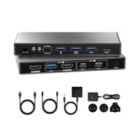 MINIX 8K USB-C+HDMI KVM Switch 1 Monitor 2 Computers for Laptop PC，Aluminum | Supports 100W PD laptop pass-through. 4 USB ports to share monitor keyboard mouse printer for 1 laptop & 1 desktop