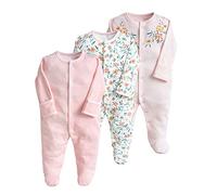 Minizone Baby Cotton Pyjama Set 3PCS Unisex Onesie Long Sleeve Overalls Cotton Romper, 6-9 Months, Pink