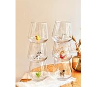 Minizoo Paris Water Glass | Tumbler | Set of 6 | 345cc | Farmhouse Series | Party | Christmas Gifts | Murano Glass Figures for Home Decoration, Transparent/Green
