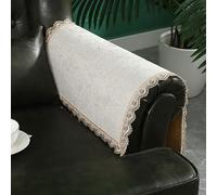 MINJIATEX Couch arm Covers,Non-Slip lace Sofa arm Covers Set of 2 Washable Sofa armrests Covers for Living Room Recliner Chair arm Cover Protectors for Leather Sofa armrest slipcover (GYDF-Beige)