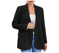 minjiSF Blazers for Women Oversized Casual Work Office Blazer Jacket Solid for Ladies Formal Costume Long Sleeve Office Work Jacket Formal Suit Open Front Cardigans Plus Size Business & (Black, XL)