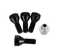 MINJKL Alloy Wheel Bolts, Compatible With BMW For X6 For E71 2008 2009 2010 2011 2012 2013 2014 4Pcs/Set X 1.25 Black Wheel Locking Lug Bolts Nuts Key OEM:36136776076(M12x1.5)