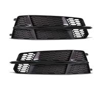 MINJKL Fog Light Grilles Compatible With SLine For A6 C7 A6L 2015 2016 2017 2018 Car Front Bumper Light Cover Fog Lamp Honeycomb Hex Grill 4G0807681AN(Black Pair)