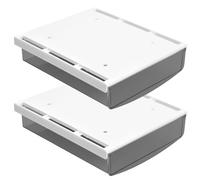 Minjuna 2Pcs Under Desk Drawers, 21x18x5.4 cm Self-Adhesive Under Desk Storage Box, Under Table Hidden Organizer, Plastic Under Table Hidden Drawer for Home School Office (Matte Black)