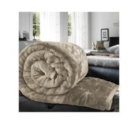 (Mink Beige, 150 x 200 cm) Faux Fur Blanket Throw Mink Sofa Bed Luxury Soft Single Double King Size Warm Large
