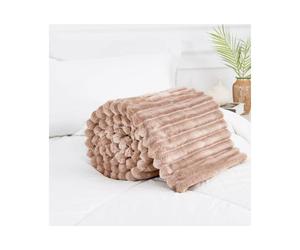 (Mink , Double) Chunky Cord Ribbed Throws Soft Large Fluffy Cosy Sofa Bed Settee Blankets