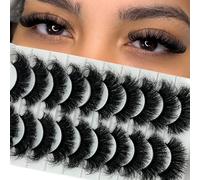 Mink Lashes 20mm Big Long Full Strip Faux Eyelashes Soft False Lashes Mink Fluffy Dramatic 3D Thick Volume False Eyelashes 10 Pairs Pack
