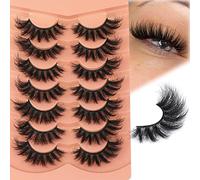 Mink Lashes Fluff False Eyelashes 20mm Full Eye Lashes 8D Volume Curly Fake Eyelashes 7 Pairs Faux Mink Lashes Multipack
