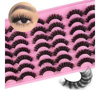 Mink Lashes Fluffy 20 Pairs False Eyelashes 18mm Dramatic 3D Faux Mink Eyelashes Pack Fake Eyelashes Multipack