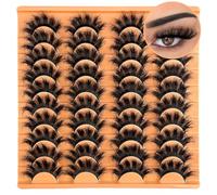 Mink Lashes Fluffy 20 Pairs False Eyelashes 18mm Dramatic 3D Faux Mink Eyelashes Pack Fake Eyelashes Multipack