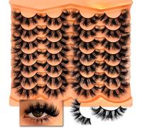 Mink Lashes Fluffy 20mm 25 mm Big Long EyeLashes D Curl 3D Dramatic Thick 8D Volume Faux Mink Eyelashes Full Strip False Super Soft Lahses Pack