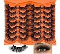 Mink Lashes Fluffy 20mm 25 mm Big Long EyeLashes D Curl 3D Dramatic Thick 8D Volume Faux Mink Eyelashes Full Strip False Super Soft Lahses Pack