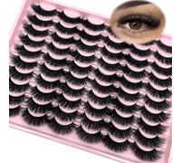 Mink Lashes Fluffy 6D Volume False Eyelashes Mink C Curl 20 mm Long Faux Mink Strip Eyelashes Natural Eye Lashes Pack 30 Pairs
