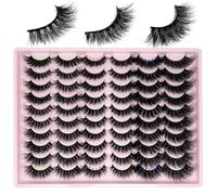 Mink Lashes Fluffy 6D Volume False Eyelashes Mink C Curl 20 mm Long Faux Mink Strip Eyelashes Natural Eye Lashes Pack 30 Pairs