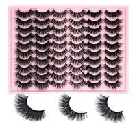 Mink Lashes Fluffy 6D Volume False Eyelashes Mink C Curl 20 mm Long Faux Mink Strip Eyelashes Natural Eye Lashes Pack 30 Pairs