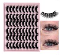 Mink Lashes Fluffy 6D Volume False Eyelashes Mink C Curl 20 mm Long Faux Mink Strip Eyelashes Natural Eye Lashes Pack 30 Pairs