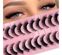 Mink Lashes Fluffy Eye Fake Strip Lashes 3D Faux Mink Natural Look 16mm 18mm Thick Volume False Eyelashes Pack 10 Pairs