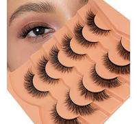 Mink Lashes Fluffy Lashes False Eyelashes Natural Look Fake Eyelash 15mm Faux 3D Mink Lashes Strips 7 Pairs Fluffy Lash Pack