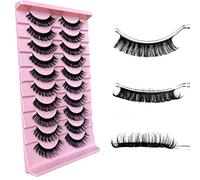 Mink Lashes Fluffy Lashes False Eyelashes Natural Look Fake Eyelash 15mm Faux 3D Mink Lashes Strips 7 Pairs Fluffy Lash Pack