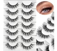 Mink Lashes Fluffy Lashes False Eyelashes Natural Look Fake Eyelash 15mm Faux 3D Mink Lashes Strips 7 Pairs Fluffy Lash Pack