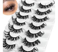 Mink Lashes Fluffy Lashes False Eyelashes Natural Look Fake Eyelash 15mm Faux 3D Mink Lashes Strips 7 Pairs Fluffy Lash Pack