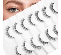 Mink Lashes Fluffy Lashes False Eyelashes Natural Look Fake Eyelash 15mm Faux 3D Mink Lashes Strips 7 Pairs Fluffy Lash Pack