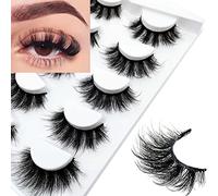 Mink Lashes Fluffy Lashes False Eyelashes Natural Look Fake Eyelash 15mm Faux 3D Mink Lashes Strips 7 Pairs Fluffy Lash Pack