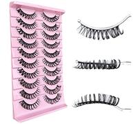 Mink Lashes Fluffy Lashes False Eyelashes Natural Look Fake Eyelash 15mm Faux 3D Mink Lashes Strips 7 Pairs Fluffy Lash Pack