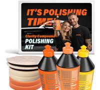 MINK METAL Clarity Compound 9-Piece Auto Polishing Kit, Coarse, Medium & Fine Compounds 720g, 150mm Hook & Loop Polishing Pads (2 each of Orange, White, Microfibre).
