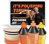 MINK METAL Clarity Compound 9-Piece Auto Polishing Kit, Coarse, Medium & Fine Compounds 720g, 150mm Hook & Loop Polishing Pads (2 each of Orange, White, Microfibre).