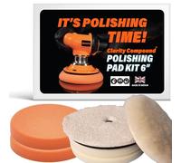 MINK METAL Clarity Compound, Polishing & Buffing Pad Kit, 6" (150mm) Hook & Loop Pads (2x Orange Coarse, 2x White Medium-Fine, 1x Microfibre for Glossing, 1x Lambswool for Gelcoat, Plastics & Epoxy).