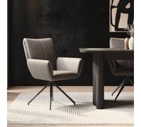 Mink Real Leather Swivel Dining Chair - Bradley