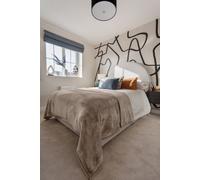 Mink Throw Soft Touch Blanket Fleece Faux Fur Tan 150X200Cm