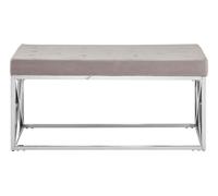 Mink Tufted Bench with Silver Stainless Steel Frame, Luxe Velvet Upholstered Accent Bench, Mink-Toned Seat Premier Housewares Brown One Size
