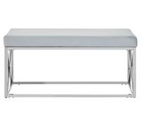 Mink Tufted Bench with Silver Stainless Steel Frame, Luxe Velvet Upholstered Accent Bench, Mink-Toned Seat Premier Housewares Blue One Size