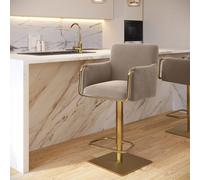 Mink Velvet Adjustable Swivel Bar Stool with Gold Base - Sonny