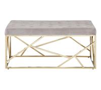 Mink Velvet Gold Bench, Tufted Velvet Upholstered Bench With Gold Finish Frame, Geometric Bedroom Bench Interiors by Premier Brown One Size