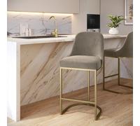 Mink Velvet Kitchen Stool with Gold Legs - Callie