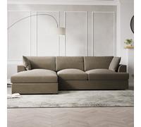 Mink Velvet Left Hand 4 Seater Chaise Corner Sofa - August