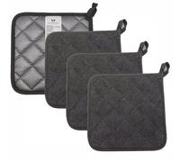 Minkabo Thstheaven 4 Pack Pot Holders for Kitchen Heat Resistant Dark Grey Pot Holders Sets Oven Hot Pads Terry Cloth Pot Holders for Cooking Baking