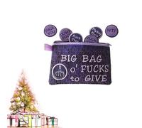 MINKATE Big Bag of F*cks to Give Zipper Pouch,Beautiful F*cks Bag with 17 Different Embroidered Badge Coins, Handmade Unique Dirty Words Pocket Coin Gag Gift(Purple)