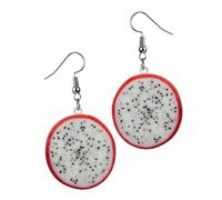 minkissy 1 Pair Creative Dragon Fruit Earrings Fashion Dangle Ear Jewelry for Women Unique Fruit Shaped Design Vibrant Red Color for Parties and Everyday Wear Eye Catching Accessory for Any